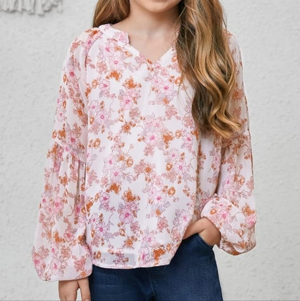 Floral Pink and Brown Women's Top